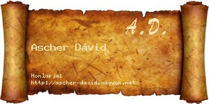 Ascher Dávid névjegykártya